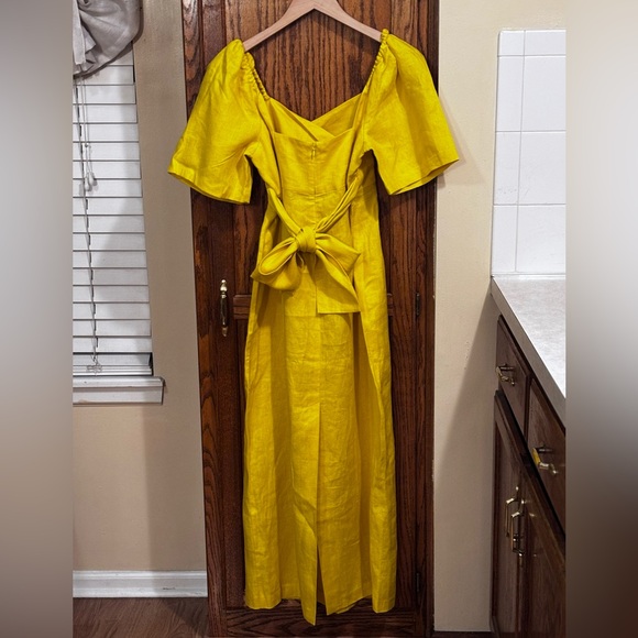 Banana Republic Linen Sweetheart Maxi Dress Woman’s Citrus Season Yellow Size 8 - Picture 4 of 12